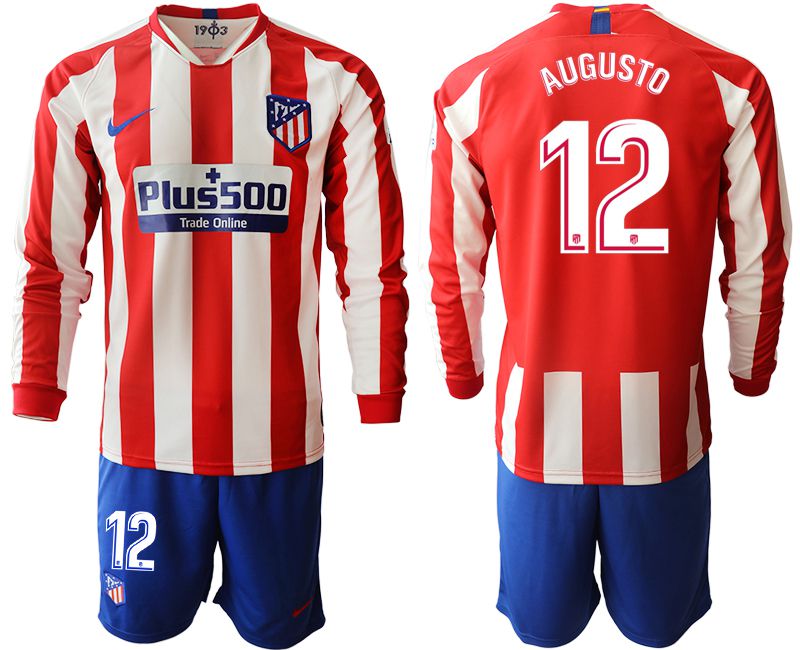 Men 2019-2020 club Atletico Madrid home long sleeves #12 red Soccer Jerseys